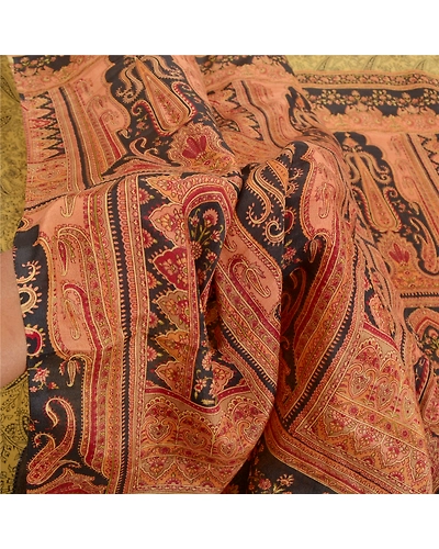 Sanskriti Vintage Green Sarees 100% Pure Silk Printed Sari Soft 5Yd Craft Fabric, PR-53092-Green-Pure Silk-5