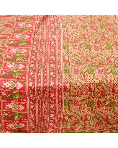 Sanskriti Vintage Red Sarees 100% Pure Silk Printed Sari Soft 5Yd Craft Fabric, PR-53624-Red-Pure Silk-3