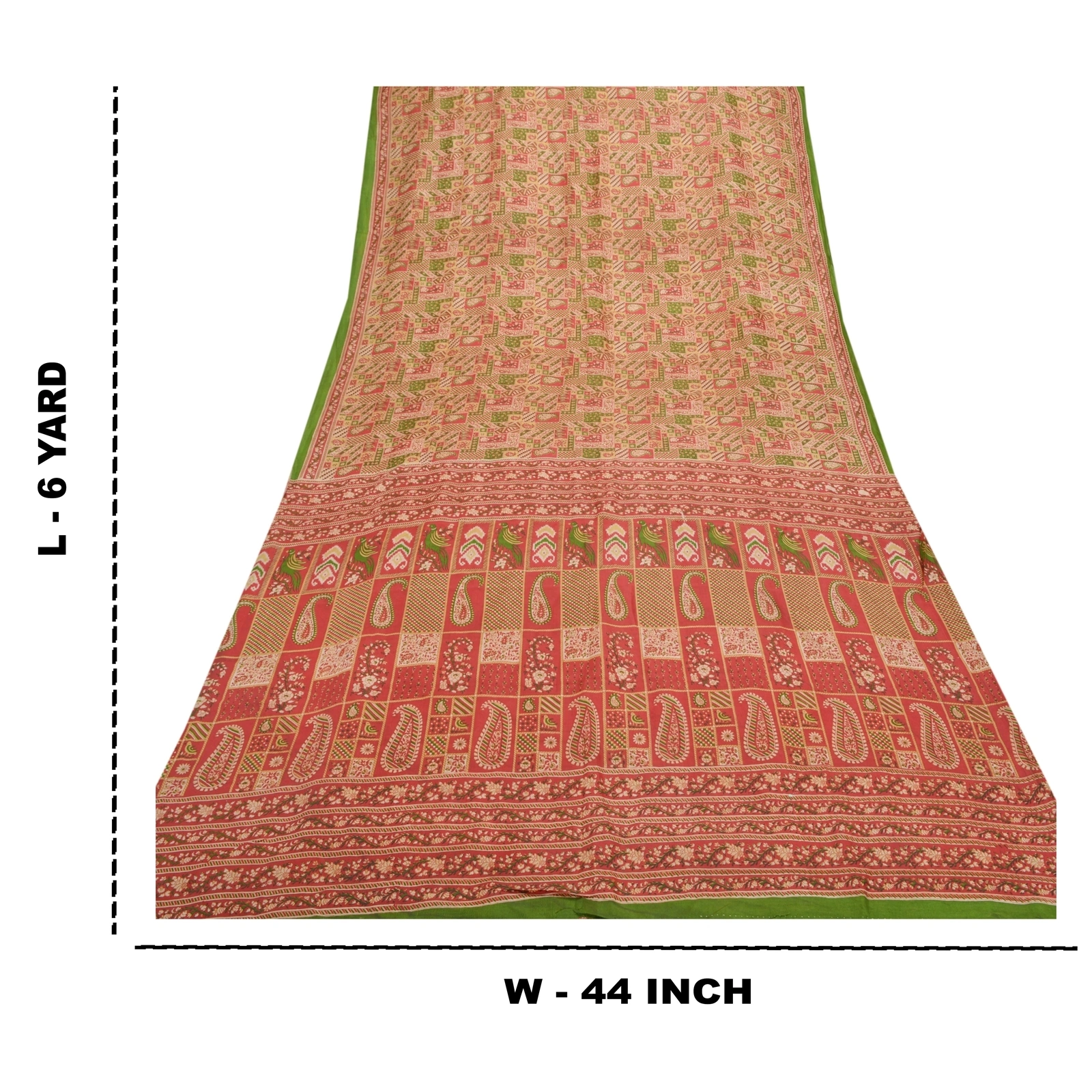 Sanskriti Vintage Red Sarees 100% Pure Silk Printed Sari Soft 5Yd Craft Fabric, PR-53624-Red-Pure Silk-8