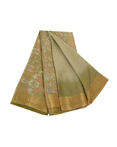 Sanskriti Vintage Green Sarees 100% Pure Silk Printed Sari Soft 5Yd Craft Fabric, PR-54276-Green-Pure Silk-6
