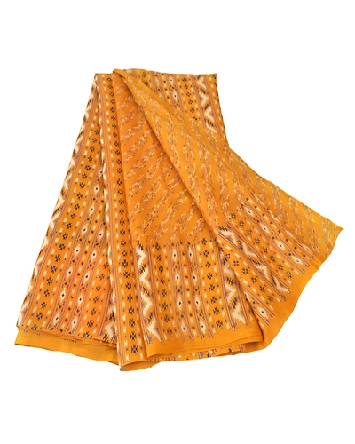 Sanskriti Vintage Mustard Sarees Pure Silk Printed Sari Soft 5Yd Craft Fabric, PR-54443-Mustard-Pure Silk-6