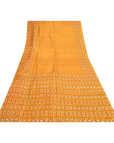 Sanskriti Vintage Mustard Sarees Pure Silk Printed Sari Soft 5Yd Craft Fabric, PR-54443-Mustard-Pure Silk-7