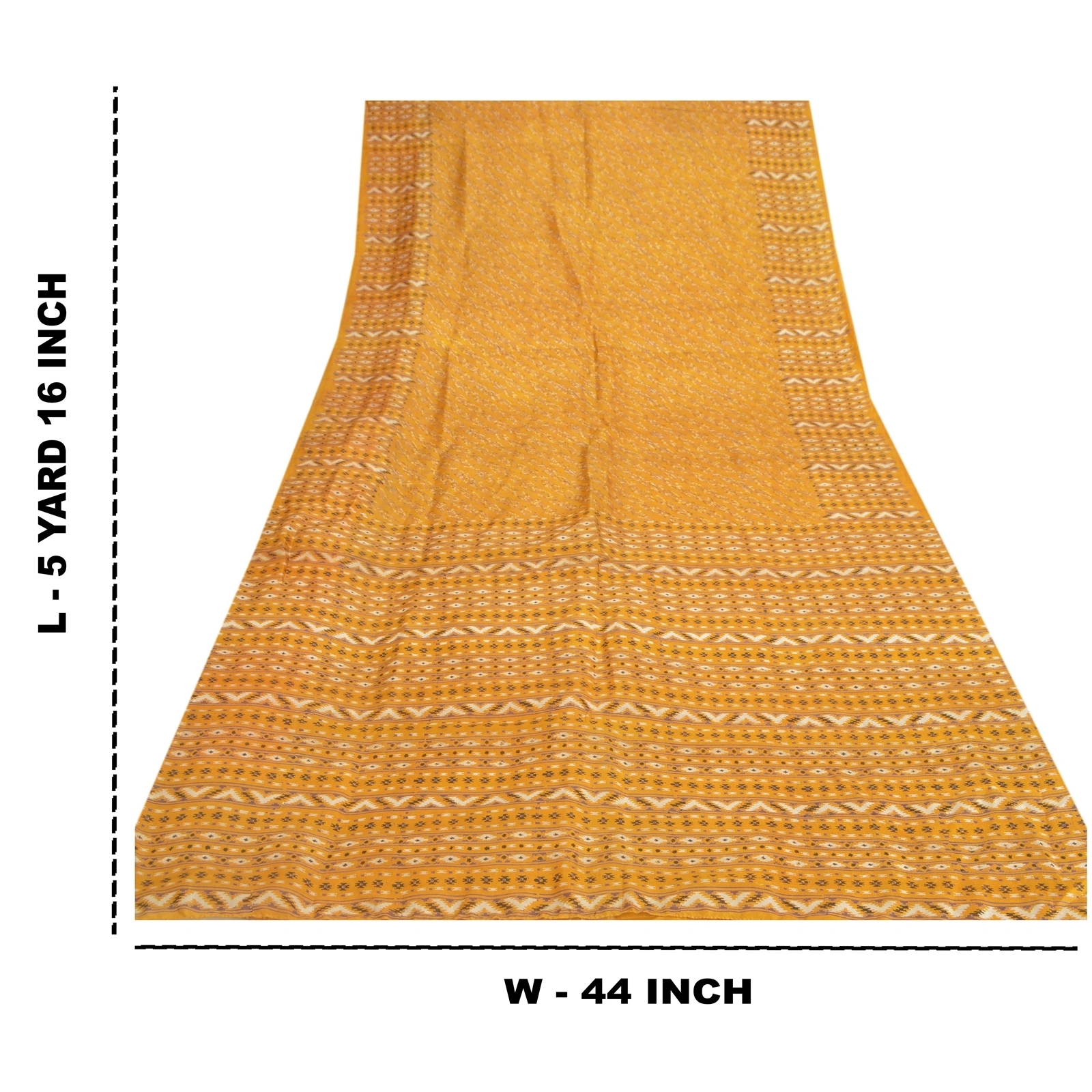 Sanskriti Vintage Mustard Sarees Pure Silk Printed Sari Soft 5Yd Craft Fabric, PR-54443-Mustard-Pure Silk-8