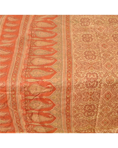 Sanskriti Vintage Orange Indian Sarees Art Silk Printed Fabric Craft Sewing Sari, PR-54580-Shade Of Orange-Printed Work-Art (Artificial) Silk-3
