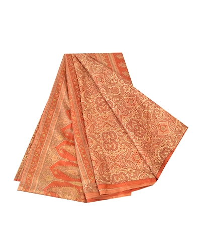 Sanskriti Vintage Orange Indian Sarees Art Silk Printed Fabric Craft Sewing Sari, PR-54580-Shade Of Orange-Printed Work-Art (Artificial) Silk-6