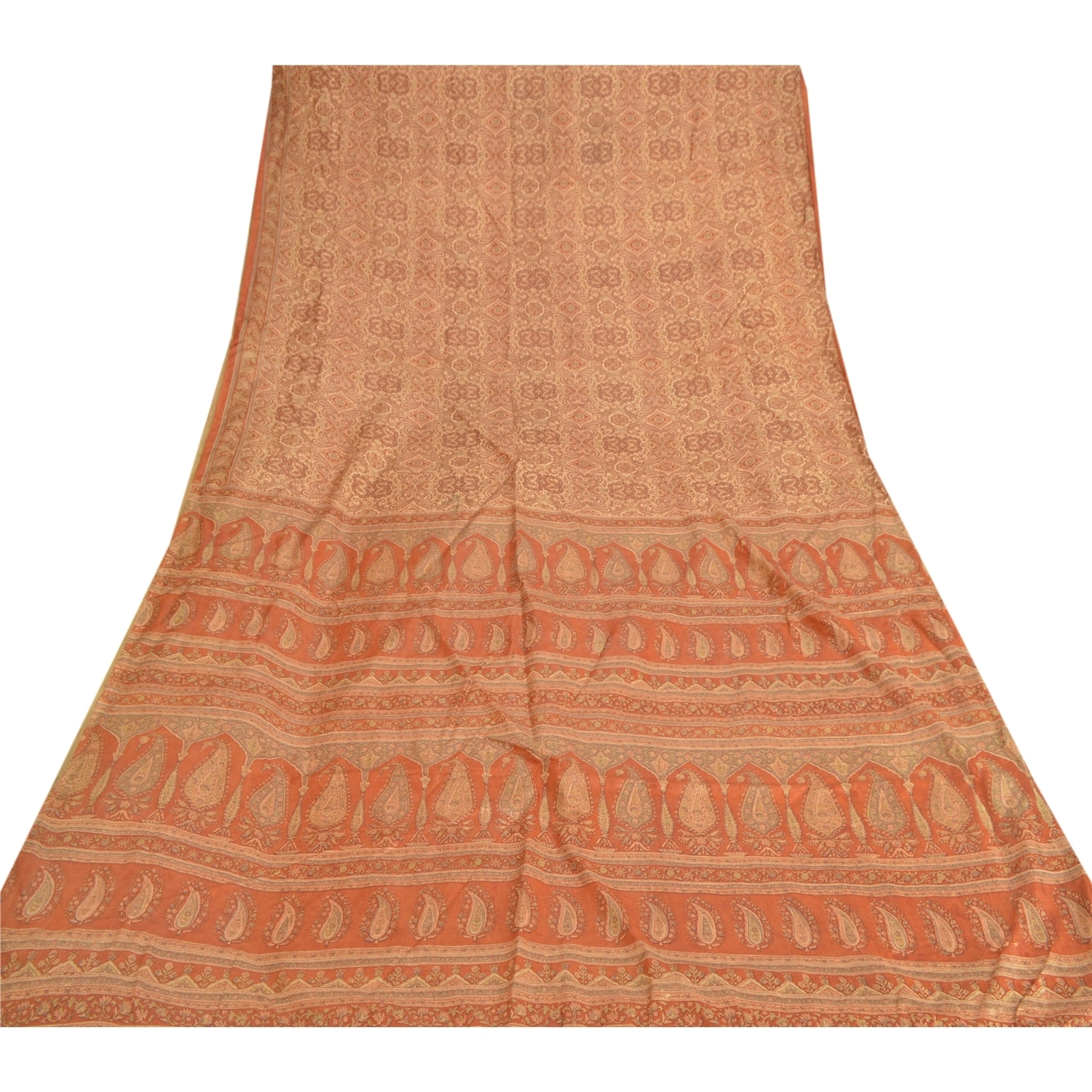 Sanskriti Vintage Orange Indian Sarees Art Silk Printed Fabric Craft Sewing Sari, PR-54580-Shade Of Orange-Printed Work-Art (Artificial) Silk-7