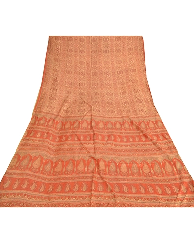 Sanskriti Vintage Orange Indian Sarees Art Silk Printed Fabric Craft Sewing Sari, PR-54580-Shade Of Orange-Printed Work-Art (Artificial) Silk-7