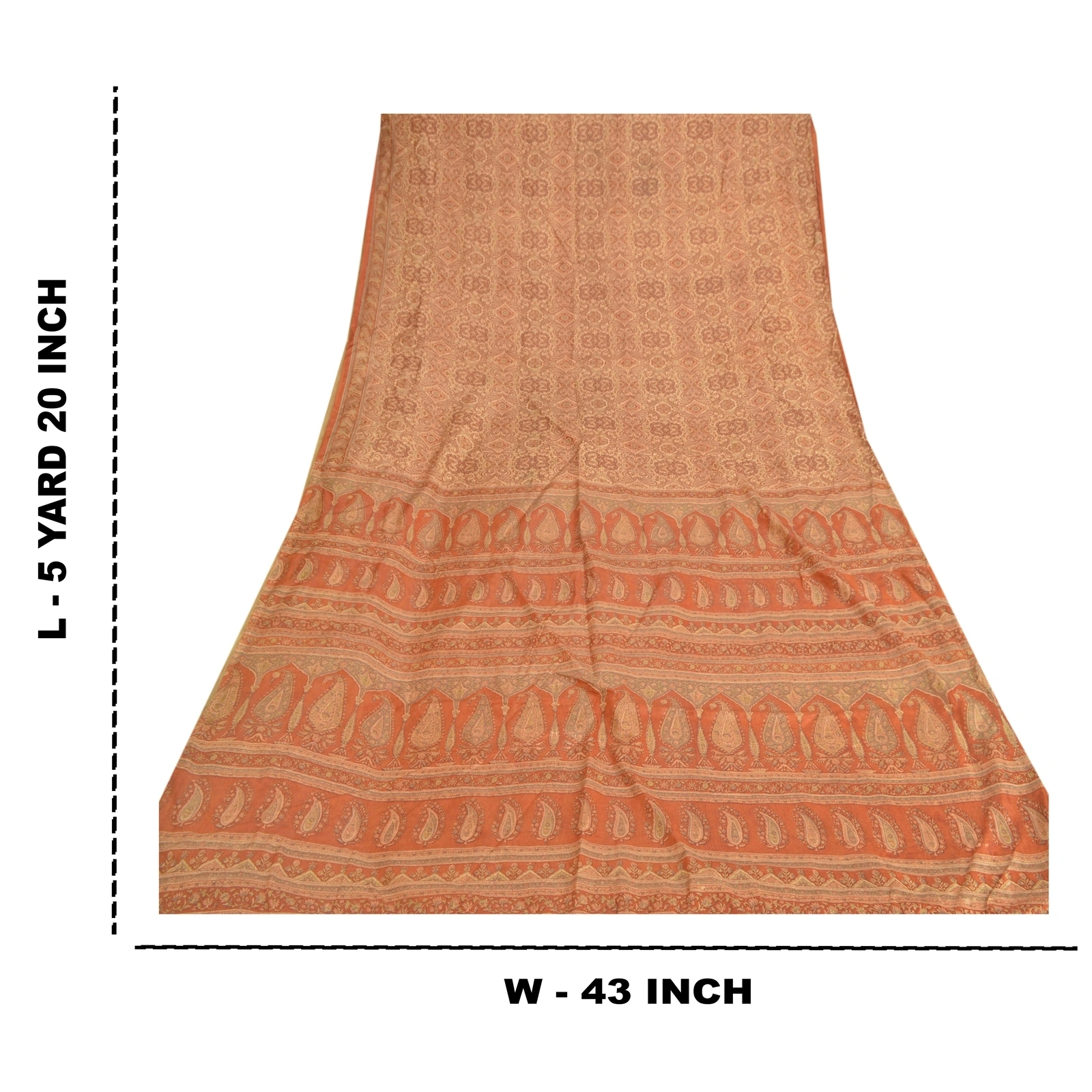 Sanskriti Vintage Orange Indian Sarees Art Silk Printed Fabric Craft Sewing Sari, PR-54580-Shade Of Orange-Printed Work-Art (Artificial) Silk-8