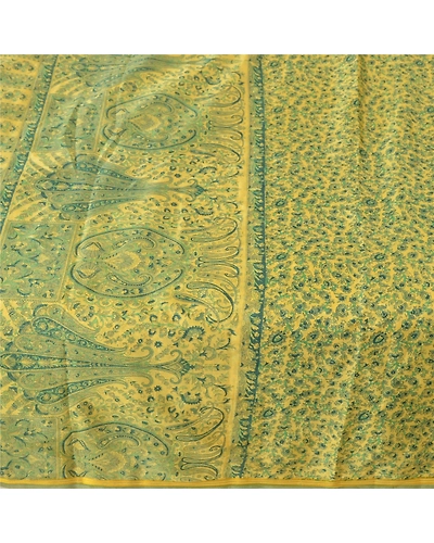 Sanskriti Vintage Green Sarees Art Silk Printed Zari Border Sari Craft Fabric, PR-54615-Green-Art Silk-3