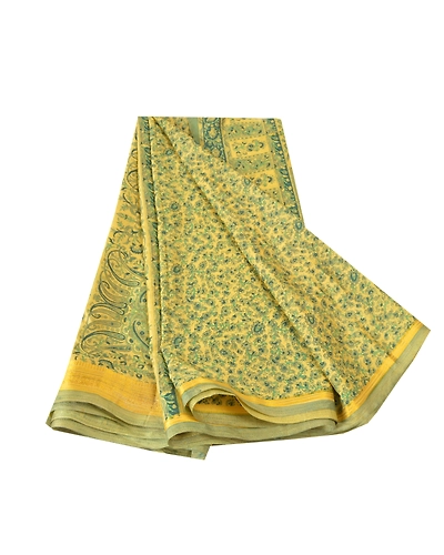 Sanskriti Vintage Green Sarees Art Silk Printed Zari Border Sari Craft Fabric, PR-54615-Green-Art Silk-6