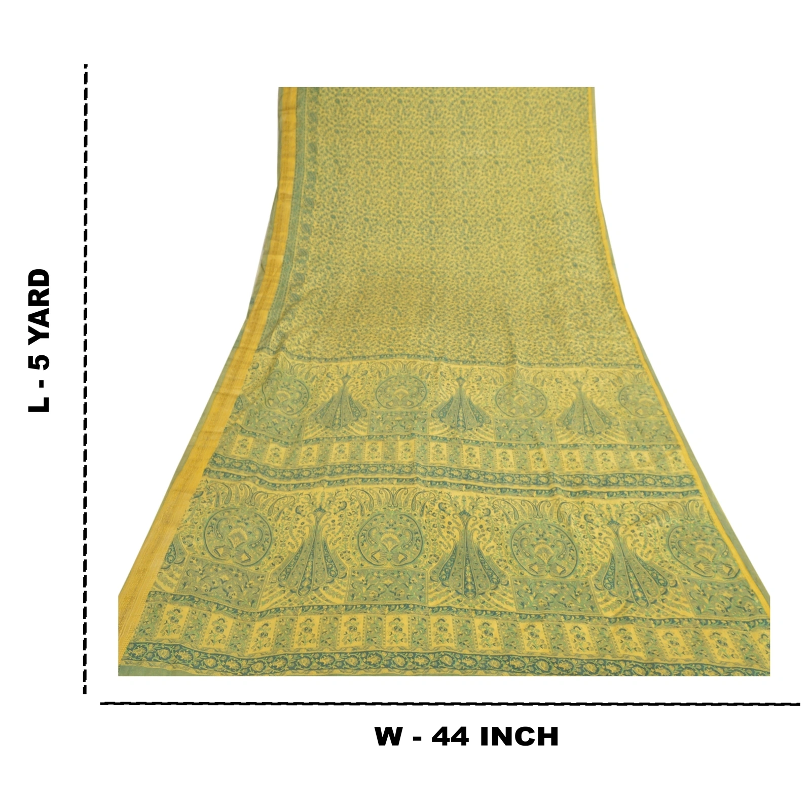 Sanskriti Vintage Green Sarees Art Silk Printed Zari Border Sari Craft Fabric, PR-54615-Green-Art Silk-8