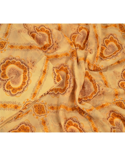 Sanskriti Vintage Cream Sarees Art Silk Floral Printed Sari Craft Sewing Fabric, PR-54650-Cream-Printed Work-Art (Artificial) Silk-2