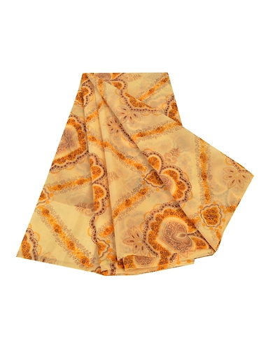 Sanskriti Vintage Cream Sarees Art Silk Floral Printed Sari Craft Sewing Fabric, PR-54650-Cream-Printed Work-Art (Artificial) Silk-6