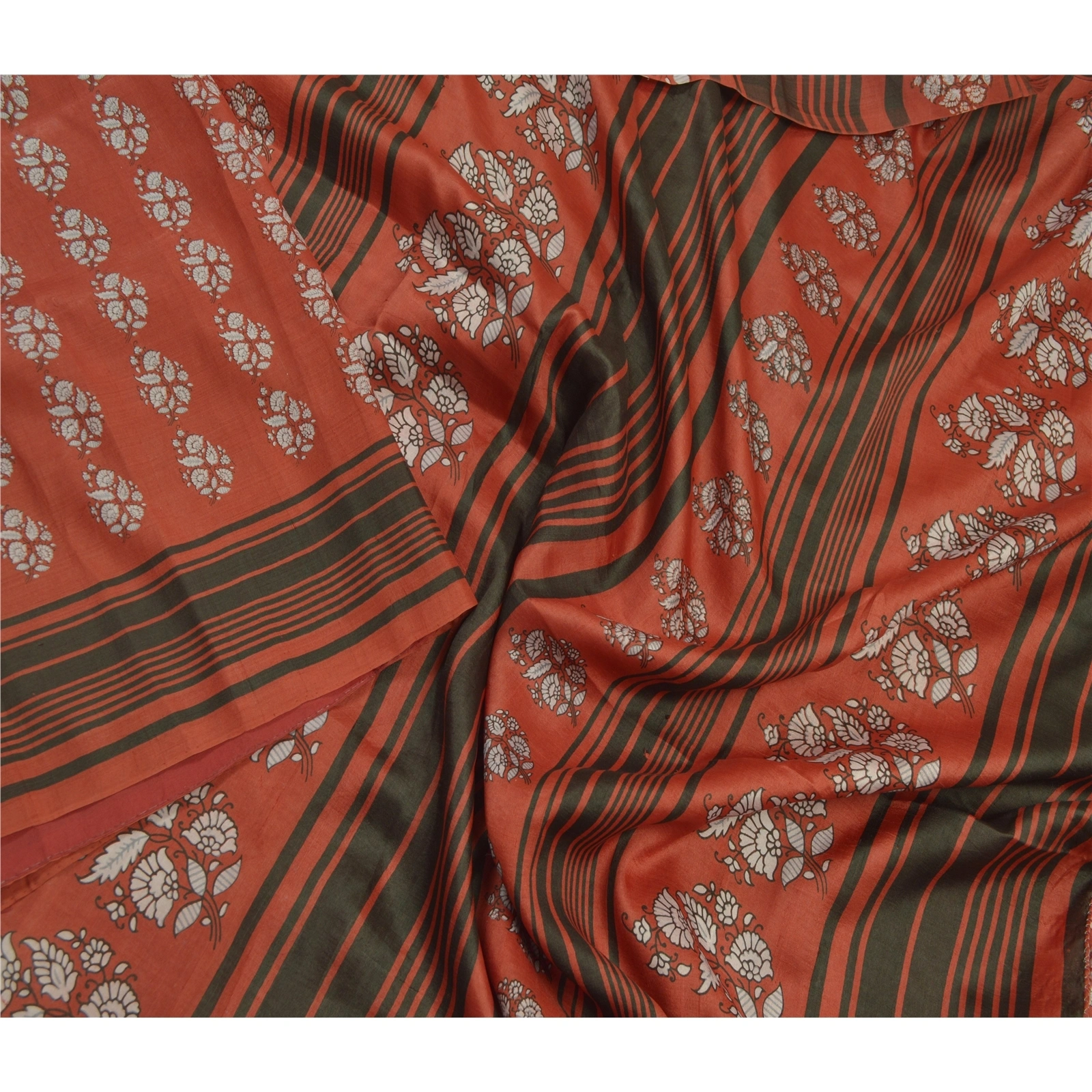 Sanskriti Vintage Dark Red Sarees Pure Silk Printed Sari Craft 5 Yard Fabric, PR-54695-Dark Red-Printed Work-100% Pure Silk-2