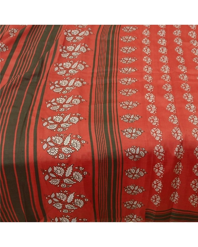 Sanskriti Vintage Dark Red Sarees Pure Silk Printed Sari Craft 5 Yard Fabric, PR-54695-Dark Red-Printed Work-100% Pure Silk-3