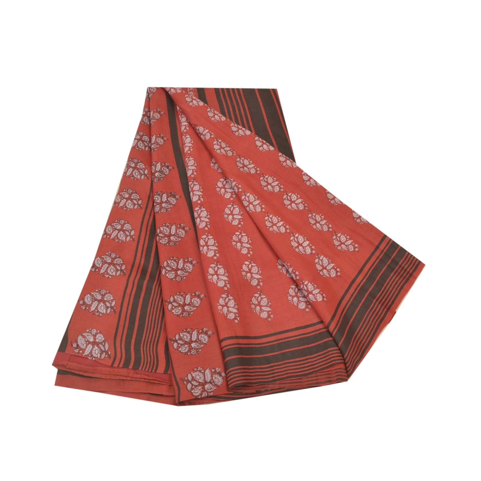 Sanskriti Vintage Dark Red Sarees Pure Silk Printed Sari Craft 5 Yard Fabric, PR-54695-Dark Red-Printed Work-100% Pure Silk-6