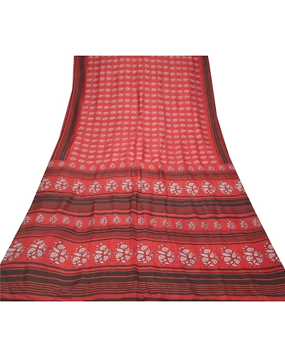 Sanskriti Vintage Dark Red Sarees Pure Silk Printed Sari Craft 5 Yard Fabric, PR-54695-Dark Red-Printed Work-100% Pure Silk-7