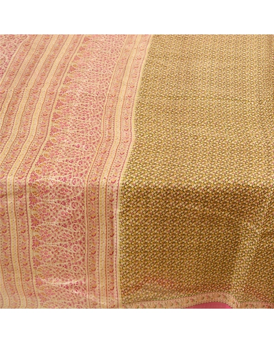 Sanskriti Vintage Green Sarees 100% Pure Silk Printed Sari Soft 5Yd Craft Fabric, PR-54933-Green-Pure Silk-3