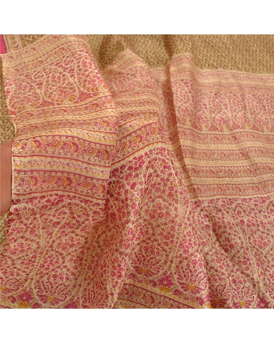 Sanskriti Vintage Green Sarees 100% Pure Silk Printed Sari Soft 5Yd Craft Fabric, PR-54933-Green-Pure Silk-5