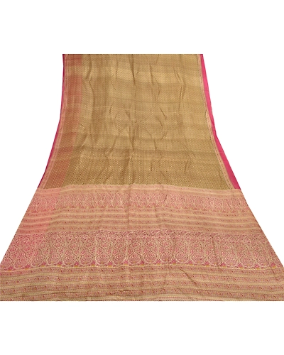 Sanskriti Vintage Green Sarees 100% Pure Silk Printed Sari Soft 5Yd Craft Fabric, PR-54933-Green-Pure Silk-7
