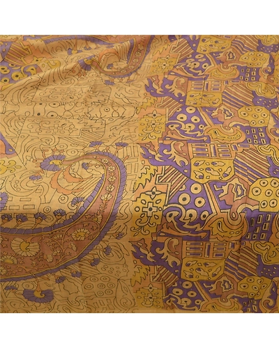 Sanskriti Vintage Sarees Brown 100% Pure Silk Printed Sari 5Yd Soft Craft Fabric, PR-55273-Brown-Printed Floral Design-Pure Silk-3