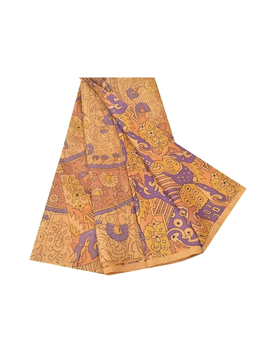 Sanskriti Vintage Sarees Brown 100% Pure Silk Printed Sari 5Yd Soft Craft Fabric, PR-55273-Brown-Printed Floral Design-Pure Silk-6