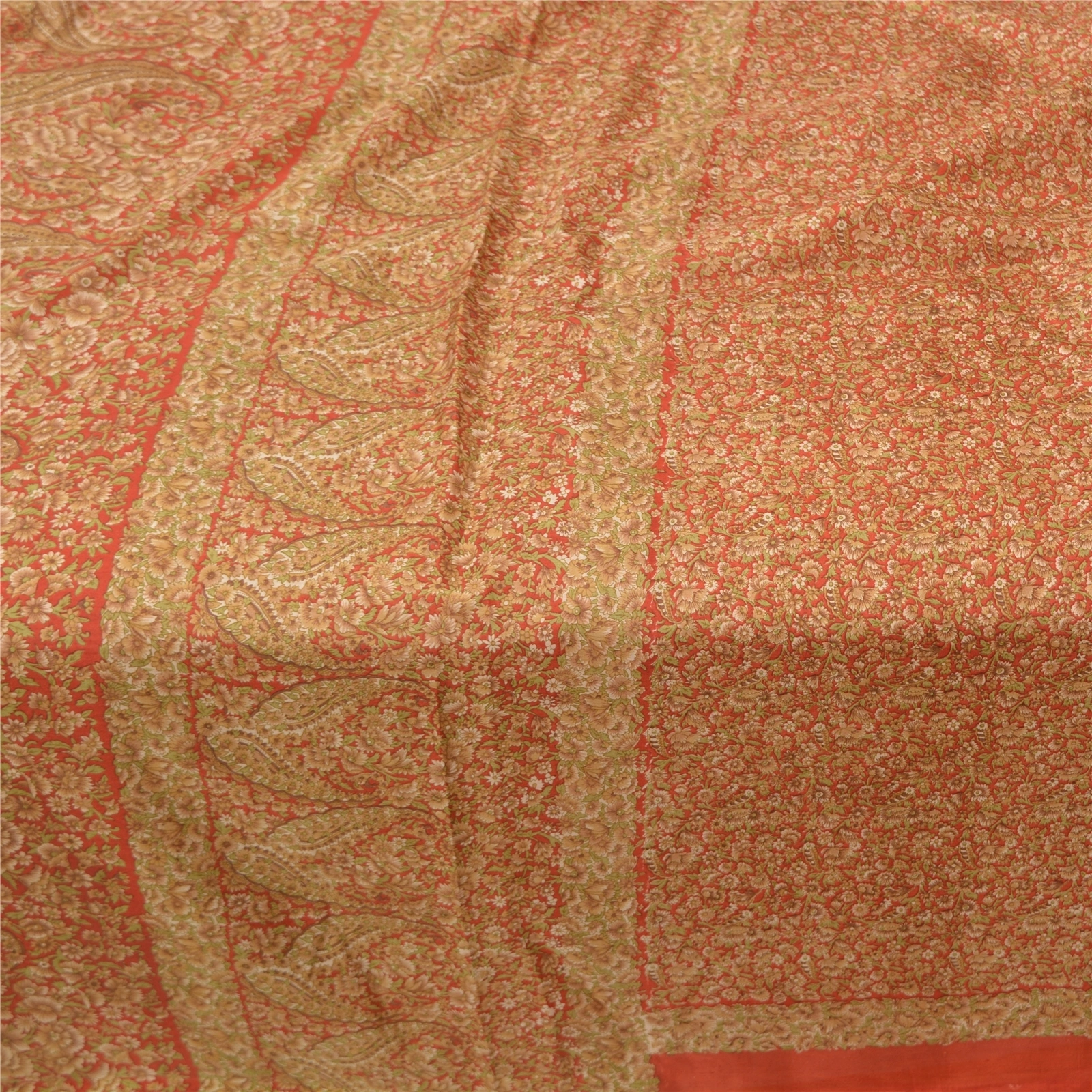 Sanskriti Vintage Red Sarees 100% Pure Silk Printed Sari 5Yd Soft Craft Fabric, PR-55367-Red-Printed Floral Design-Pure Silk-3