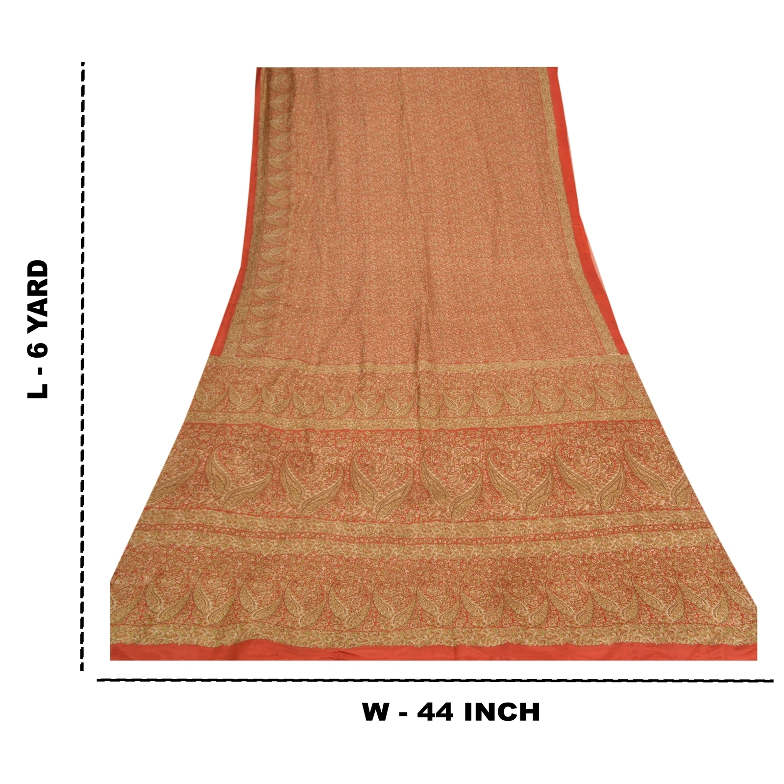 Sanskriti Vintage Red Sarees 100% Pure Silk Printed Sari 5Yd Soft Craft Fabric, PR-55367-Red-Printed Floral Design-Pure Silk-8