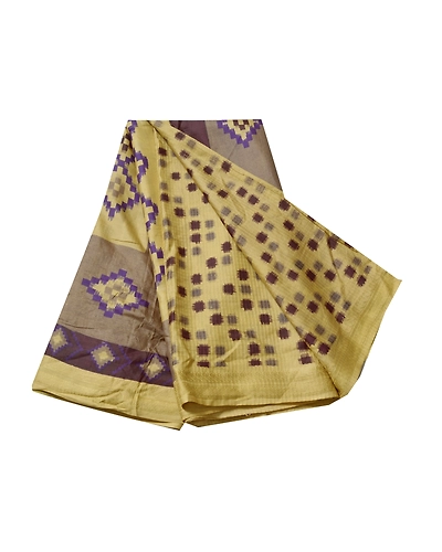 Sanskriti Vintage Indian Sarees 100% Pure Silk Printed Sari Craft 5 Yard Fabric, PR-55627-Light Yellow-Printed Work-100% Pure Silk-6
