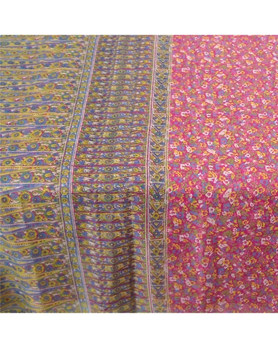 Sanskriti Vintage Pink Sarees Art Silk Printed Sari 5Yd Craft Fabric, PR-55802-Pink-Printed Floral Design-Art Silk-4