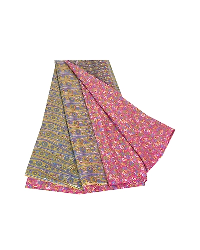 Sanskriti Vintage Pink Sarees Art Silk Printed Sari 5Yd Craft Fabric, PR-55802-Pink-Printed Floral Design-Art Silk-7