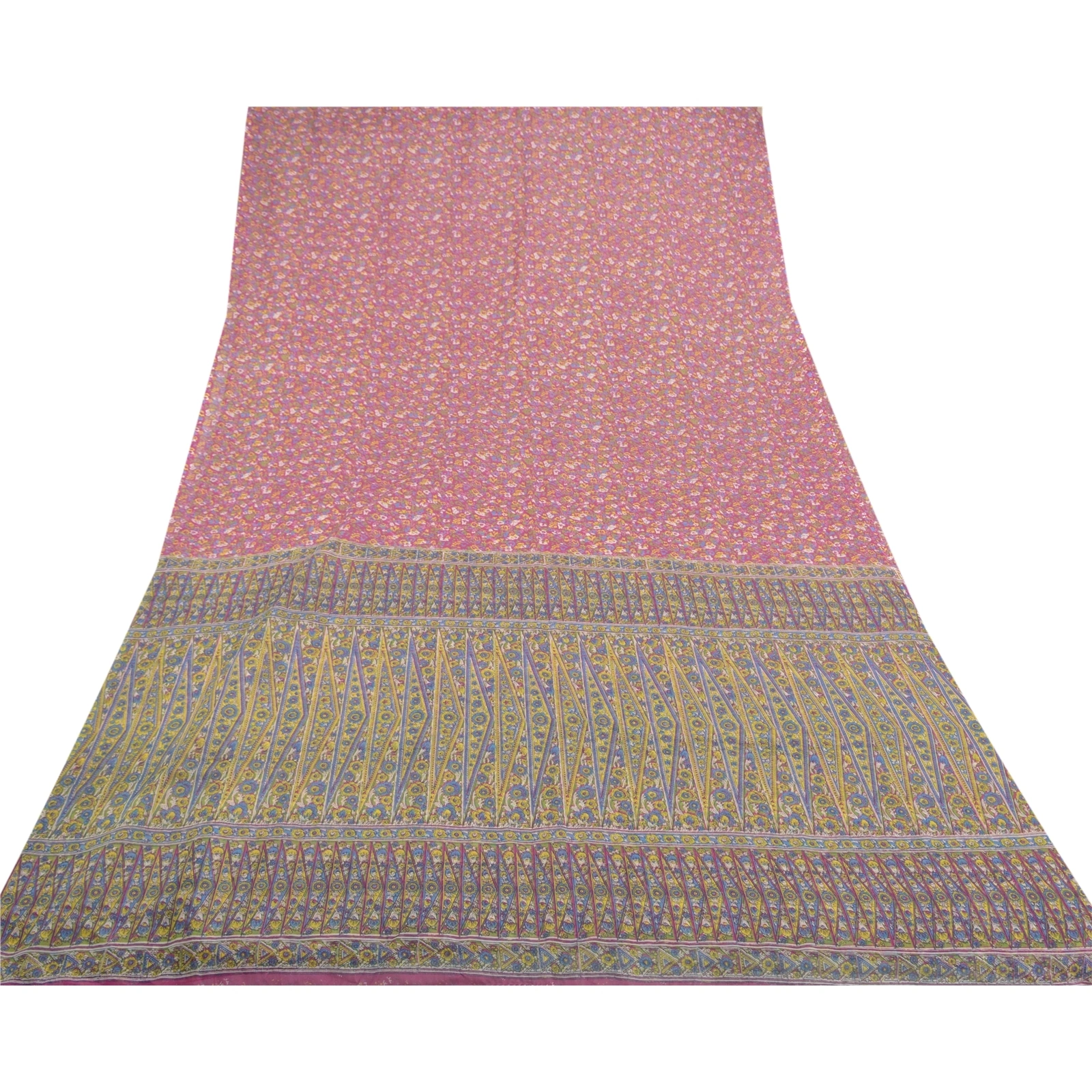 Sanskriti Vintage Pink Sarees Art Silk Printed Sari 5Yd Craft Fabric, PR-55802-Pink-Printed Floral Design-Art Silk-8