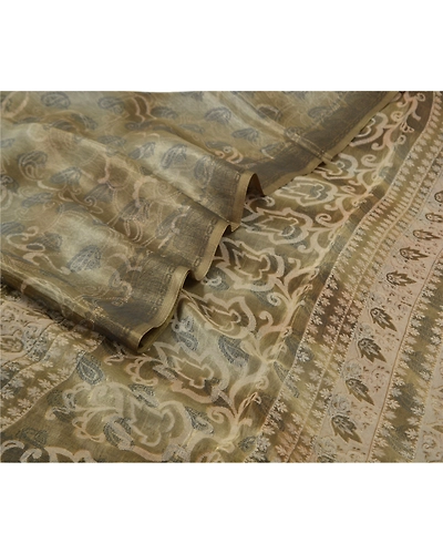 Sanskriti Vintage Indian Green Sarees Art Silk Printed Sari 5 Yd Craft Fabric, PR-55922-Green-Printed Floral Design-Art Silk-1