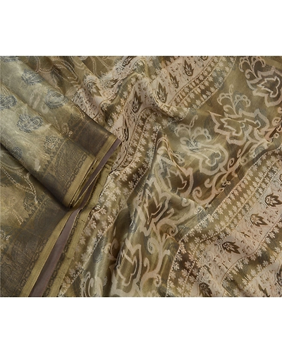 Sanskriti Vintage Indian Green Sarees Art Silk Printed Sari 5 Yd Craft Fabric, PR-55922-Green-Printed Floral Design-Art Silk-2
