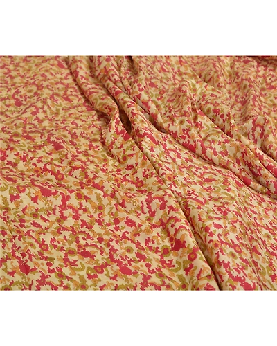 Sanskriti Vintage Red Sarees 100% Pure Silk Floral Printed Sari 5Yd Craft Fabric, PR-55942-Red-Printed Floral Design-Pure Silk-1