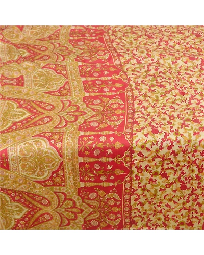 Sanskriti Vintage Red Sarees 100% Pure Silk Floral Printed Sari 5Yd Craft Fabric, PR-55942-Red-Printed Floral Design-Pure Silk-4