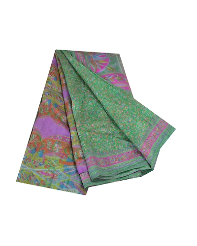 Sanskriti Vintage Green Indian Sarees 100% Pure Silk Printed Sari Craft Fabric, PR-56096-Green-Pure Silk-7