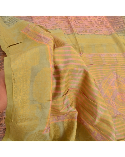 Sanskriti Vintage Brown Indian Sarees 100% Pure Silk Printed Sari Craft Fabric, PR-56101-Brown-Pure Silk-6