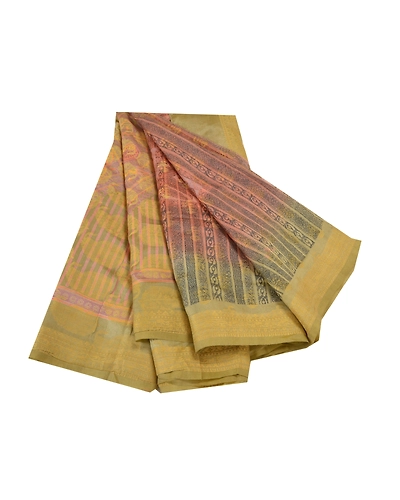 Sanskriti Vintage Brown Indian Sarees 100% Pure Silk Printed Sari Craft Fabric, PR-56101-Brown-Pure Silk-7