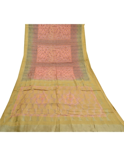 Sanskriti Vintage Brown Indian Sarees 100% Pure Silk Printed Sari Craft Fabric, PR-56101-Brown-Pure Silk-8
