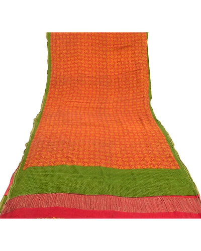 Sanskriti Vintage Red Sarees Pure Silk Printed Zari Woven Sari Soft Craft Fabric, PR-56200-Red-Printed Floral Design-Pure Silk-8