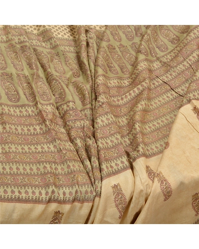 Sanskriti Vintage Green Sarees 100% Pure Silk Printed Sari Soft 5Yd Craft Fabric, PR-56222-Green-Printed Floral Design-Pure Silk-1