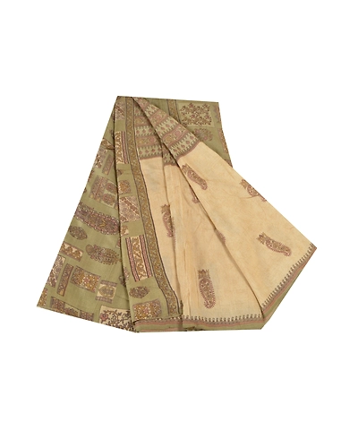 Sanskriti Vintage Green Sarees 100% Pure Silk Printed Sari Soft 5Yd Craft Fabric, PR-56222-Green-Printed Floral Design-Pure Silk-7