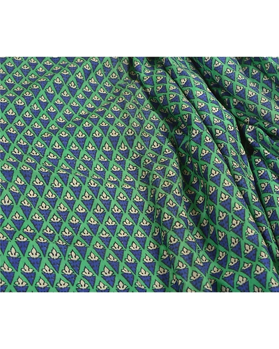Sanskriti Vintage Green Sarees 100% Pure Silk Printed Sari Soft 5Yd Craft Fabric, PR-56237-Green-Printed Floral Design-Pure Silk-1