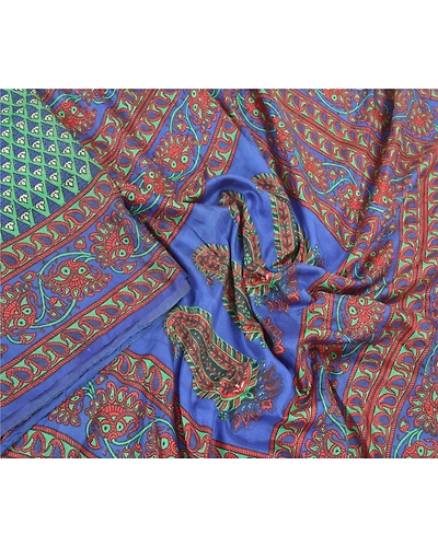 Sanskriti Vintage Green Sarees 100% Pure Silk Printed Sari Soft 5Yd Craft Fabric, PR-56237-Green-Printed Floral Design-Pure Silk-3