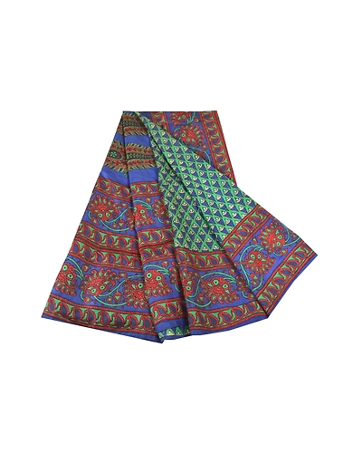 Sanskriti Vintage Green Sarees 100% Pure Silk Printed Sari Soft 5Yd Craft Fabric, PR-56237-Green-Printed Floral Design-Pure Silk-7