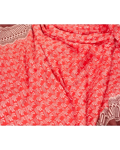 Sanskriti Vintage Red Indian Sarees Pure Silk Printed Sari 5Yd Soft Craft Fabric, PR-56250-Red-Printed Floral Design-Pure Silk-1