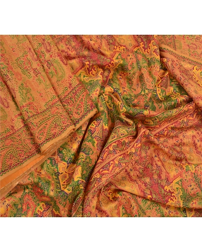 Sanskriti Vintage Brown Sarees 100% Pure Silk Printed Sari Floral Craft Fabric, PR-56268-Brown-Printed Floral Design-Pure Silk-2