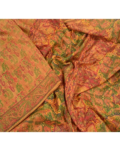 Sanskriti Vintage Brown Sarees 100% Pure Silk Printed Sari Floral Craft Fabric, PR-56268-Brown-Printed Floral Design-Pure Silk-3