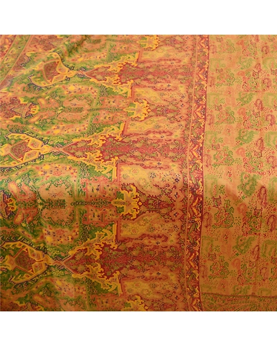 Sanskriti Vintage Brown Sarees 100% Pure Silk Printed Sari Floral Craft Fabric, PR-56268-Brown-Printed Floral Design-Pure Silk-4